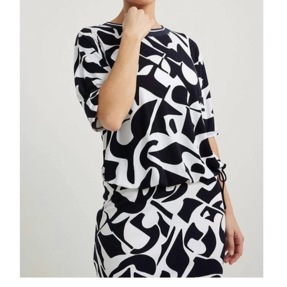 Joseph Ribkoff Dark Blue White Abstract Two Piece Skirt w Top Set Size 8